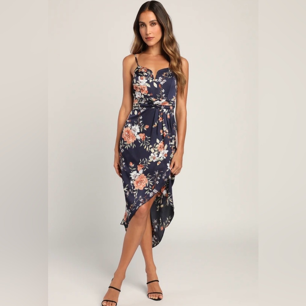 Lulus blue flower high low dress - NWT